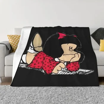 Bonito Mafalda Cobertor de Lã Macia Primavera, Outono Quente de Flanela Argentino de desenhos animados em Quadrinhos de Quino Jogar Mantas para Sofá de Casa, de Cama, Colcha