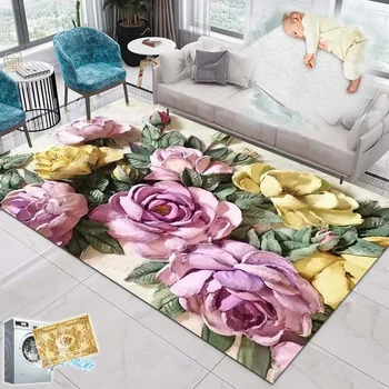 Flor de jardim de Arte Tapete de Impressão 3D, ampla Sala de estar Tapete 160x230 Quarto Tapetes Estética Bengaleiro Decorativos Tapete Lavável