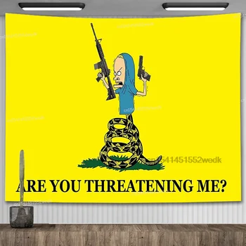 Você Me Ameaça Bandeira De Gadsden Kawaii Beavis Meme Tapeçaria Pendurada Na Parede De Casa E Ao Ar Livre Banner Estética, Decoração Do Quarto