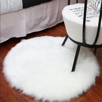 Moderno e minimalista rodada tapete cadeira do computador tapete imitação de lã tapete cesta tapete quarto, tapete de pelúcia