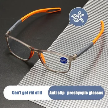 Moda TR90 de Silicone Quadro de Presbiopia Esportes Óculos Óculos de Leitura Anti Luz Azul de Homens entre os Idosos Ultra-Leve, +1.0 +4.0