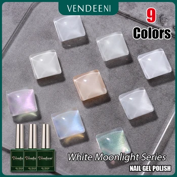 Vendeeni 9 Cores Branco Luar Série de Gel Unha polonês Branco Puro e Brilhante UV Soak Off Gel Verniz Glitter Nail Art Gel Incolor