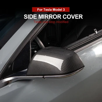 Carro do Lado do Espelho, Tampa de Guarnição de Fibra de Carbono Estilo ABS, Espelho Retrovisor Tampa da Tesla Model 3 2020 2021