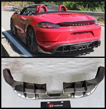 Real De Fibra De Carbono Pára-Choque Traseiro Lado Spoilers Lábio Tronco Difusor Para A Porsche 718 Cayman E Boxster 2016-2022