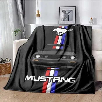 Mustang Carro Logotipo Impresso Moda Cobertor de Flanela Macia Quente Lançar um Cobertor para Cama de casal Sofá de Viagem toalha de Piquenique Meninos Presente
