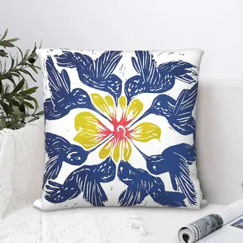 Azul Fete Fronha Floral Flores Mochila Almofada Para Casa DIY Impresso Office Coussin Cobre Decorativos