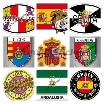 Espanha Barcelona Ceuta, Cidade Escudo da Bandeira Decalques Capa Impermeável Arranhões Adesivos Acessórios para JIPE RV Corpo do Carro, a Camper Decalques