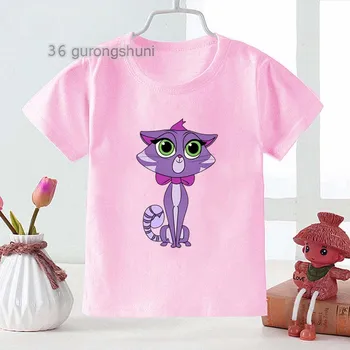 Camisa de T de crianças T-Shirts Para Menina Roupas de Crianças Embalagem de Cachorro Pals cor-de-Rosa T-shirts e Tops de verão Para as Meninas de Roupa bonito Kawaii