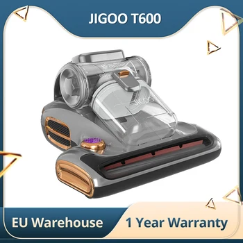 JIGOO T600 Colchão da Cama Aspirador 15KPa 700W , Branco-UE-Dual Design do Copo-De 99,99% de Ácaros Remoção com Aroma-Difusão do Sistema