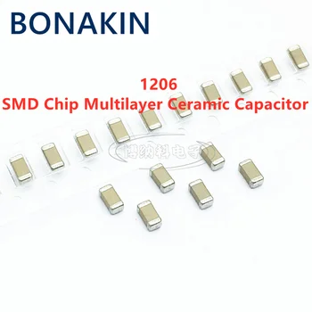 50PCS 1206 220NF 50V 100V-250V 224K 10% X7R 3216 SMD Chip Capacitor Cerâmico Multilayer