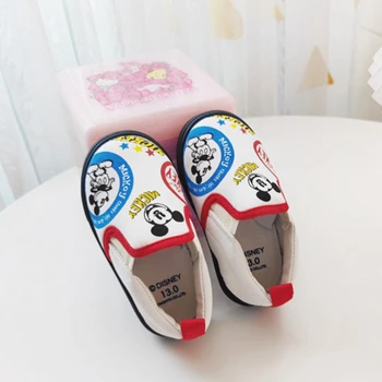Dos Desenhos Animados De Disney De Lona Sapatos Casuais Pedal Preguiçoso Sapatos De Bebê De Mickey Mouse Respirável, Sapatos, Meninos, Meninas, Futebol, Tênis De Tamanho 13-18