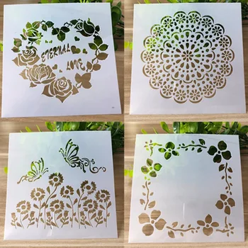 4 desenhos assort de plástico pet folha de flor de spray de modelos estampados de flores da primavera colllection