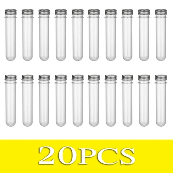 20pcs laboratório de 40ml de ESTIMAÇÃO tubo de ensaio garrafa Transparente, cilíndrico de plástico de garrafa reutilizável para Máscara de doces linha de dados