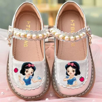 Meninas Novas Congelados Branca De Neve, A Princesa Sandálias De Princesa Da Disney Kids Macio Decorativos Pérolas Sapatos Tamanho Da Europa 23-33