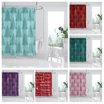 Família tecido impermeável casa cortina de chuveiro acessórios 90x180 cortina de chuveiro 240 * 200 Natal periférica cortina de chuveiro