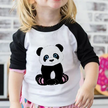 Dos desenhos animados do Panda Crianças de Rastreamento Camisa Tops Pandas Impressão Bebê Bonito Raglan Mangas compridas T-shirt de Meninos Meninas rapazes raparigas Unissex, Roupas Casuais