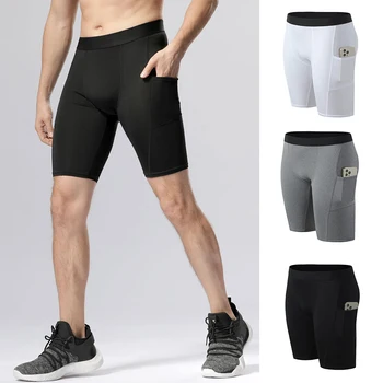 Os homens da PRO Sports Shorts Com Bolso de Fitness, prática de Exercícios Menino Correndo Estiramento Rápido-Seca de Meias de Ciclismo de Calças Leggings