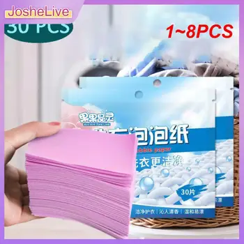 1~8PCS Saco de Lavandaria Comprimidos Concentrada de sabão em Pó Cueca Folha de Detergente de Lavanderia Bolha de Papel Vestuário Produtos de Limpeza