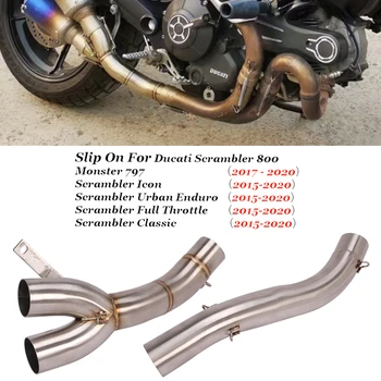 Deslizamento Silencioso de Escape, Escape meio de tubos para a Ducati Scrambler 800 2015-2020 Monstro 797 2017 2018 2019 acessórios da motocicleta