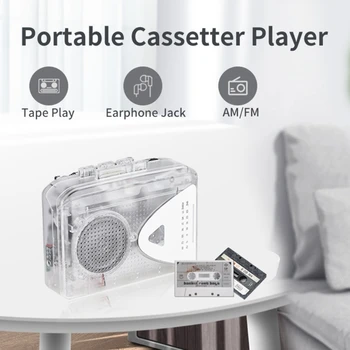 Cassetes portáteis Jogadores de FM Rádio AM Walkman de Fita Jogador Construído em alto-Falantes Externos de 3,5 mm Cassete para MP3 Converter