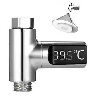 Display de LED Chuveiro de Água Termômetro de Auto-Geração de energia elétrica do Chuveiro Termômetro Monitor de Energia Inteligente Seguro Medidor de termômetro