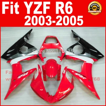 Partes do corpo para YAMAHA R6 carenagem kits 2003 2004 2005 vermelho branco preto YZF R6 carenagem kit 03 04 05 B65