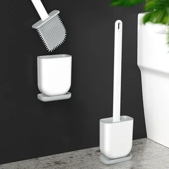 Parede-Montado de Silicone, Escova de vaso Sanitário à Prova de Vazamento de Base Conveniente Sanitária Cabeça da Escova Cobertura de Armazenamento Wc WC ferramentas de Limpeza