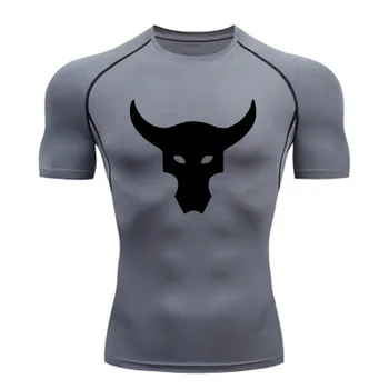 Homens de Compressão T-shirt Respirável Futebol Terno de Fitness Apertado Sportswear Andar Rápido a Seco Camisa de Manga Curta de Esportes