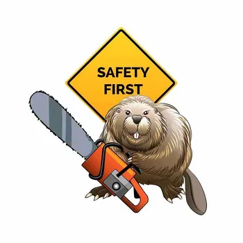 N392# Etiqueta do Carro de Segurança em Primeiro lugar Beaver com Uma Motosserra Acessórios Pegatinas Para Coche DIY Estilo Carro