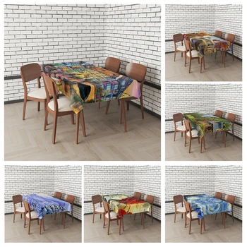 Casa de toalhas para mesas de jantar de decoração e mesa retangular de acessórios de pano impermeável, Anti-mancha toalha de mesa