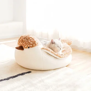 Gato Bonito Quente Sofá-Camas De Inverno De Lã Pequenos Cães Dormindo Resto Ninho De Estimação Pardal Forma Indoor, Almofada Do Canil