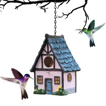 Resina De Suspensão Colorido Birdhouse Jardim País Casas De Aves Ao Ar Livre Casa Decorativos De Aninhamento De Caixa Para Pequenas Aves