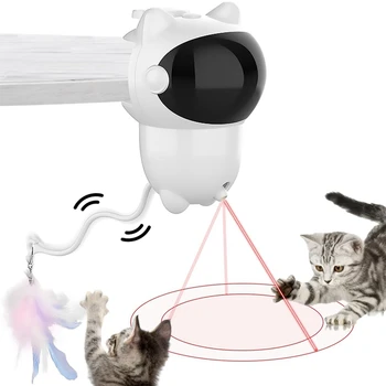 Interativa do Gato de Brinquedos Para Gatos Interior,Gato Laser de Brinquedo Com Luz de LED, com Rotação de 360°de Suspensão, Com Penas, Recarregável USB