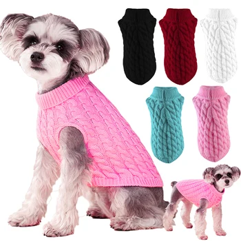 Knitt Cão Agasalho para Cães Pequenos Cachorro Roupas de Inverno Quente Gola Schnauzer Chihuahua Pug Traje animal de Estimação Roupas Ropa De Perro