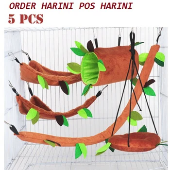 5Pcs Hamster Planador do Açúcar de Suspensão Gaiola Conjunto de Acessórios, Folha de Madeira, Design Pequeno Animal Rede de Canal de Cabos de Swing
