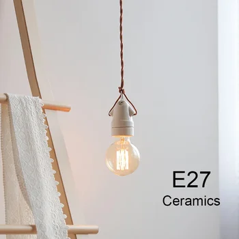 E27 Moderno E Único Cabeça De Cerâmica Luzes Pingente Simples Quarto Lâmpadas De Cabeceira Minimalista Pequena Luminária De Decoração De Casa De Iluminação
