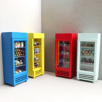 1:12 BJD em Miniatura Itens Vertical Único Freezer Mini Freezer Mobiliário Mobiliário Frigorífico, Casa de Boneca Acessórios de Cozinha