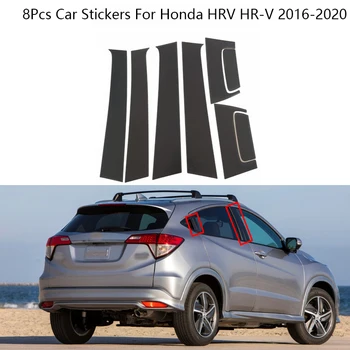 8Pcs/Set de Fibra de Carbono Preto Janela da Porta do Pilar Tampa Guarnição Adesivos Para Honda HRV HR-V 2016-2020 Guarnição da Porta Acessórios do Carro