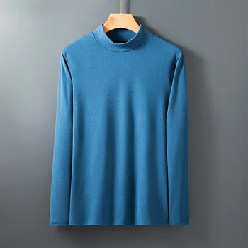 Inverno T-Shirt Para Homens de Manga comprida t-shirts de Gola alta de roupa interior Térmica de Alta Qualidade, Macio Fino de lã manter aquecido Camisa Homme 4xl