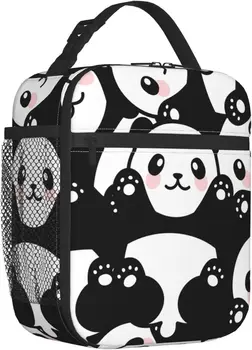 Panda bonito Impressão de Caixa de Almoço Reutilizáveis Isolados lancheira Térmica Cooler Sacola de Meninos Meninas rapazes raparigas a Escola Homens Mulheres Piquenique Viagem de Caminhada