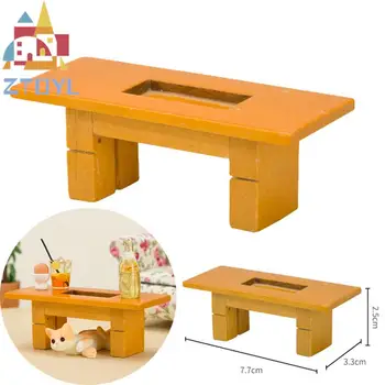 Casa de boneca decoração de mini mesa de café, mesa baixa, modelo da foto de cena adereços mini decoração