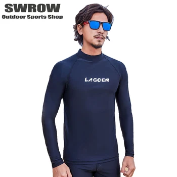 Homens novos para a Proteção do Sol do Maiô de Moda Manga Longa Dividir Praia de Secagem Rápida, T-shirt de Surf de Água Superior de Desporto de Natação Mergulho Topo
