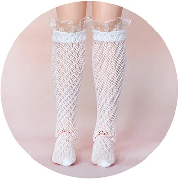 Novo 1 Par de Meias de Renda cruz Branca de grãos elevações de joelho meias blyth azone s ob24 1/6 bonecas acessórios meias para bonecas