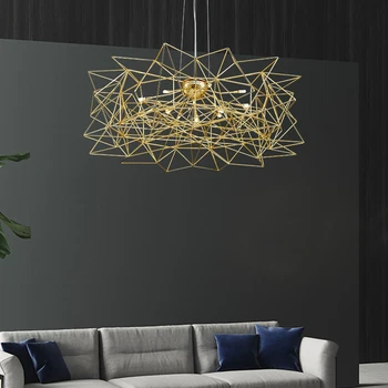 Nordic Lustres Modernos para Viver Sala de Jantar RestaurantSalon loft de Aço Inoxidável de Arte de Ouro Pingente de Luminárias Decoração