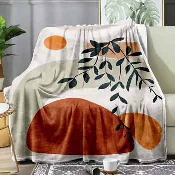 A meio do Século Boho Sol e Deixa o Cobertor de Flanela Jogar Cobertor,para Adolescentes, Adultos no Sofá,Carro, Cama Nap Quente e Confortável Cobertor