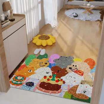 Fácil de Limpar Tapete de casa de Banho Durável do Cão dos desenhos animados Tapete de Entrada Festiva de Natal Tapete do Banheiro antiderrapante Absorvente para o Lar