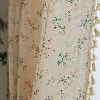 Roupa de cama em algodão Meia-cortina-Americana de Espessura, com Borlas de Cortinas para Sala de estar, Cozinha Valance Bay Window com a Decoração Home