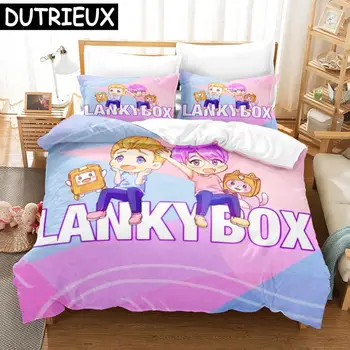 Lankybox Foxy Quadradão Conjuntos de Cama de desenhos animados de Capa de Edredão Impressão 3D de Presente Para os Adolescentes Homens 3pcs Camas de Solteiro Queen King Size Conjunto de Capa de Edredão
