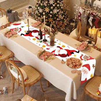 Novo retangular impresso toalha de mesa para festa de Natal decoração