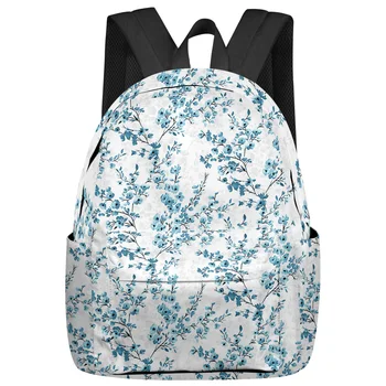 Flor azul Deixa a Mochila mochilas Escolares para Meninas Adolescentes Estudantes Laptop Saco da Mulher Casual Mochila de Viagem